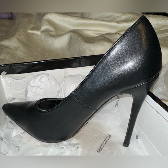 🖤FINAL SALE🖤 Black Matt PU Court Heels PrettyLittleThing Size 7.5 4” Heel - Picture 7 of 11